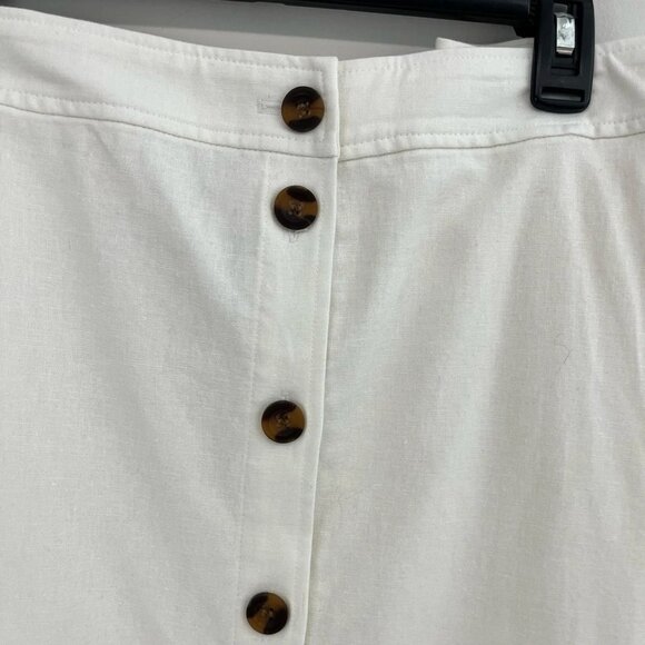 J. Crew Button linen midi skirt in White Plus Size 24 - Picture 3 of 8